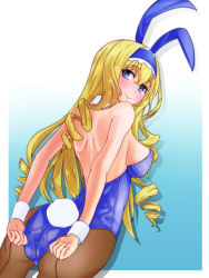 Rule 34 | 10s, 1girl, adjusting clothes, adjusting leotard, animal ears, ass, blonde hair, blue eyes, breasts, cecilia alcott, detached collar, drill hair, fake animal ears, hairband, infinite stratos, large breasts, leotard, long hair, looking back, monte (koupin), pantyhose, playboy bunny, rabbit ears, rabbit tail, sideboob, smile, tail, wrist cuffs