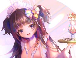 Rule 34 | !, 10 04ten, 1girl, @ @, apron, bad id, bad pixiv id, bell, black hair, blue archive, blue bow, blush, bow, bush, commentary, dress, eyes visible through hair, floral print, frilled apron, frilled dress, frilled kimono, frills, hair bow, hair ornament, japanese clothes, jingle bell, kimono, long hair, long sleeves, looking at viewer, maid, maid apron, maid headdress, multicolored bow, niboshi (jnls hkg), open mouth, petticoat, pink bow, pink kimono, pink ribbon, print kimono, purple eyes, ribbon, shizuko (blue archive), solo, straight-on, surprised, thighhighs, two side up, upper body, v-shaped eyebrows, very long hair, wa maid, waist apron, white apron, white background, white bow, white thighhighs, wide sleeves