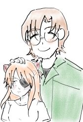 Rule 34 | 1boy, 1girl, aida kensuke, annoyed, beard, blush, closed eyes, evangelion: 3.0+1.0 thrice upon a time, eyepatch, facial hair, glasses, grin, hair ornament, hairclip, hand on another&#039;s head, head pat, highres, long hair, neon genesis evangelion, rebuild of evangelion, smile, souryuu asuka langley, standing