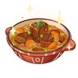 Rule 34 | artist request, carrot, commentary, english commentary, food, food focus, game cg, genshin impact, lowres, meat, no humans, official art, peas, pot, potato, simple background, sparkle, stew, still life, third-party source, transparent background