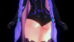 Rule 34 | 1girl, 3d, animated, artist request, ass, ass shake, bodysuit, braid, from behind, head out of frame, highres, legs, leotard, long hair, lower body, neptune (neptunia), neptune (series), purple hair, purple heart (neptunia), solo, source request, thick thighs, thighhighs, thighs, twin braids, video, walking