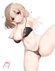 Rule 34 | 1girl, absurdres, arm support, ass, azur lane, bad id, bad perspective, bad pixiv id, black bra, blonde hair, bra, breasts, brown eyes, cameltoe, cleft of venus, collarbone, drooling, empty eyes, artistic error, hair between eyes, heart, heart-shaped pupils, highres, large breasts, leg up, lingerie, lomocya, looking at viewer, lying, multicolored hair, navel, nipples, on side, open mouth, pussy, red hair, roon (azur lane), saliva, shaded face, short hair, smile, solo, stomach, streaked hair, symbol-shaped pupils, thighs, underwear, underwear only, wavy mouth