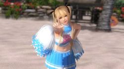 Rule 34 | 1girl, 3d, beach, blonde hair, cheerleader, dead or alive, dead or alive 5, female focus, highres, looking at viewer, marie rose, official art, skirt, solo, tecmo, twintails