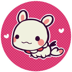 Rule 34 | :3, animal focus, blush stickers, border, commentary request, creature, full body, heart, kotorai, looking ahead, no humans, outline, pink background, pixiv fairy, polka dot, polka dot background, round border, round image, solid oval eyes, solo, white background, white border, white outline