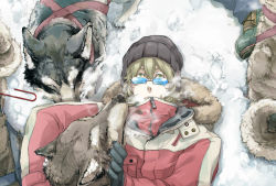 Rule 34 | 10s, 1boy, bad id, bad pixiv id, barnaby brooks jr., beanie, blonde hair, coat, glasses, green eyes, hat, licking, male focus, snow, solo, t3run, tiger &amp; bunny, winter clothes, wolf