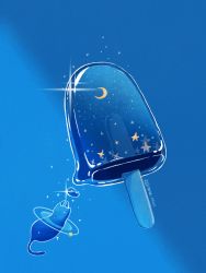 Rule 34 | animated, animated gif, artist name, blue background, blue theme, cat, double exposure, maoi, moon, no humans, original, oversized food, oversized object, planet, simple background, star (sky), star (symbol)