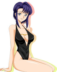 Rule 34 | 00s, 1girl, breasts, cecile croomy, code geass, happy, large breasts, looking at viewer, short hair, sidelocks, simple background, smile, solo, tagme, white background