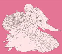 Rule 34 | 1boy, 1girl, atlus, bare shoulders, birthday, bouquet, breasts, bridal veil, character name, closed eyes, couple, dress, flower, hetero, high heels, jewelry, monochrome, mossan351, narukami yuu, necklace, necktie, persona, persona 4, ring, school uniform, shirogane naoto, shoes, short hair, sitting, sitting on lap, sitting on person, small breasts, smile, text focus, tuxedo, veil, wedding, wedding dress