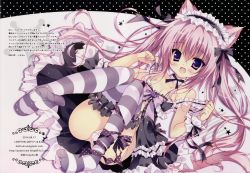 Rule 34 | 10s, 1girl, 2014, :d, absurdres, animal ears, babydoll, black ribbon, blush, breasts, cat ears, cat tail, cleavage, collarbone, dated, email address, english text, frilled thighhighs, frills, full body, hairband, herurun, highres, knees together feet apart, leg ribbon, lolita hairband, long hair, open mouth, original, panties, pink eyes, pink hair, polka dot, polka dot ribbon, ribbon, ribbon-trimmed legwear, ribbon trim, scan, small breasts, smile, solo, star (symbol), strap pull, striped clothes, striped thighhighs, tail, thighhighs, twintails, underwear, very long hair, watermark, web address, white panties