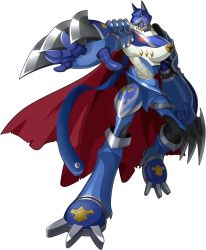 Rule 34 | 1boy, armor, bandai, cape, claws, creature, digimon, digimon (creature), digimon new century, full armor, full body, looking at viewer, miragegaogamon, monster, no humans, official art, solo