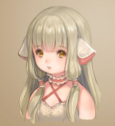 Rule 34 | 10s, 1girl, brown eyes, brown hair, chii, chobits, crossover, final fantasy, final fantasy xiv, highres, lalafell, long hair, open mouth, robot ears, solo, upper body, very long hair, yamori (stom)