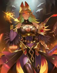 Rule 34 | 1girl, breasts, cleavage, fire emblem, fire emblem heroes, laegjarn (fire emblem), large breasts, looking at viewer, nintendo, red eyes