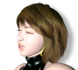 Rule 34 | 1girl, 3d, collar, earrings, female focus, jewelry, leather, metadoll, solo, white background
