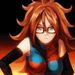 Rule 34 | 10s, 1girl, :&gt;, android 21, animated, blue eyes, breasts, dragon ball, dragon ball fighterz, female focus, glasses, large breasts, long hair, looking at viewer, resized, shadow, simple background, smile, solo, tagme, upscaled, video, video