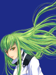 Rule 34 | 00s, 1girl, asano akira, blue background, c.c., code geass, green hair, long hair, solo
