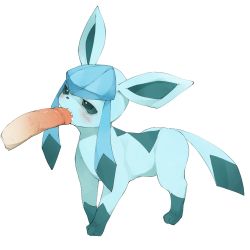 Rule 34 | 1boy, 1other, ambiguous gender, animal hands, animal nose, bestiality, blue eyes, blue hair, blush, creatures (company), cum, cum in mouth, disembodied penis, ejaculation, fellatio, full body, furry, game freak, gen 4 pokemon, glaceon, highres, nintendo, oral, penis, pokemon, pokemon (creature), pokephilia, simple background, tail, uncensored, white background, youjo modoki