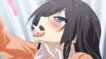Rule 34 | 10s, 1girl, animated, black hair, blue eyes, condom drain, cum, drinking from condom, gokkun, highres, open mouth, pink pineapple, real eroge situation!, seven (animation studio), sound, throat bulge, video