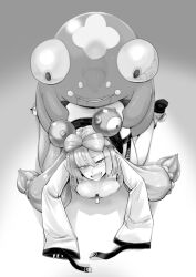 Rule 34 | 1girl, all fours, bellibolt, blush, breasts, chouku tetsushitsuiwa, creatures (company), full body, game freak, greyscale, half-closed eyes, highres, implied sex, iono (pokemon), long hair, long sleeves, medium breasts, monochrome, multicolored hair, nintendo, nose blush, open mouth, pokemon, pokemon (creature), pokemon sv, pokephilia, sex, sex from behind, sharp teeth, shoes, sleeves past wrists, smile, teeth, twintails, very long hair, wide sleeves, zipper pull tab