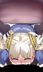 Rule 34 | 1boy, 1girl, animated, artist name, bar censor, black pantyhose, blonde hair, blue shirt, blue skirt, blush, bow, breasts, capcom, capcom fighting jam, censored, cheek bulge, closed eyes, cum, cum in mouth, cum in nose, deepthroat, dot nose, ejaculation, eyebrows, fellatio, frilled skirt, frills, from above, full body, gloves, half-closed eyes, hands on another&#039;s stomach, heart, heart-shaped pupils, hetero, ingrid (capcom), large penis, leaning forward, long hair, long sleeves, looking at viewer, looking up, medium breasts, mizumizuni, nose blush, oral, pantyhose, penis, pov, pov crotch, red eyes, saliva, shirt, sitting, skirt, solo focus, sweat, symbol-shaped pupils, tagme, tears, two-tone skirt, veins, veiny penis, video, wariza, white bow, white gloves, white skirt