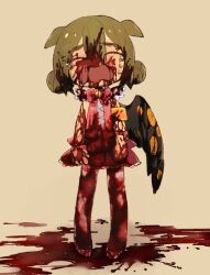 Rule 34 | 1girl, armband, blood, blood in hair, blood on arm, blood on clothes, blood on face, blood on hands, blush, closed eyes, commentary request, double bun, e.g.o (project moon), employee (project moon), full body, green hair, hair bun, lobotomy corporation, miniskirt, neck ribbon, notsu (mxtsxno), open mouth, pink footwear, pink ribbon, pink skirt, pink thighhighs, pleated skirt, project moon, pool of blood, ribbon, single wing, skirt, sobbing, solo, tears, thighhighs, wings