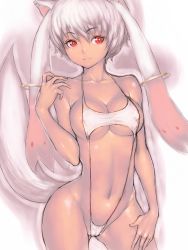Rule 34 | 10s, 1girl, animal ears, breasts, cameltoe, cleavage, fumio (rsqkr), groin, hip focus, kyubey, large breasts, mahou shoujo madoka magica, mahou shoujo madoka magica (anime), monster girl, navel, personification, rakugaki, red eyes, shirt, short hair, sideboob, slingshot swimsuit, solo, swimsuit, tail, taut clothes, taut shirt, twintails, underboob, white hair