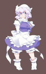Rule 34 | 1girl, blue eyes, eyebrows, hat, highres, iroyopon, letty whiterock, light purple hair, short hair, smile, solo, thick eyebrows, touhou