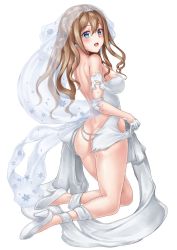 Rule 34 | 1girl, ass, baeg mi, breasts, dress, girls&#039; frontline, highres, large breasts, solo, suomi (blissful mission) (girls&#039; frontline), suomi (girls&#039; frontline), wedding dress, white background