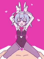Rule 34 | 1boy, 1girl, :d, absurdres, animal ears, black pantyhose, breasts, cowgirl position, hair ornament, hairclip, hatsune miku, hetero, highres, leotard, medium breasts, open mouth, pantyhose, pink background, playboy bunny, rabbit ears, rabbit hole (vocaloid), sabuakadeath, sex, simple background, smile, spread legs, straddling, torn clothes, torn pantyhose, vocaloid
