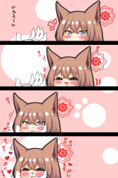 Rule 34 | &gt; &lt;, +++, 1girl, 1other, 4koma, :d, :i, absurdres, animal ear fluff, animal ears, blue archive, blush, brown hair, chibi, closed eyes, closed mouth, comic, commentary request, gloves, grey eyes, hand up, hands up, highres, kurukurumagical, notice lines, open mouth, out of frame, rumi (blue archive), sensei (blue archive), smile, translation request, white gloves, xd