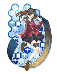 Rule 34 | 10s, 1girl, absurdres, blush, brown eyes, brown hair, cutting board, flat chest, highres, honeycomb (pattern), honeycomb background, honeycomb pattern, kantai collection, long hair, long sleeves, magatama, onmyouji, open mouth, personification, ryuujou (kancolle), scroll, shikigami, skirt, smile, socks, solo, sume zaki, twintails, visor cap, white socks