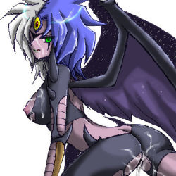 Rule 34 | 1girl, ass, breasts, duel monster, female focus, lowres, nipples, simple background, solo, tagme, white background, yu-gi-oh!, yu-gi-oh! gx, yubel