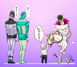 Rule 34 | 1boy, aged down, c-7 (assate), c-moon (stand), child, enrico pucci, flying sweatdrops, gradient background, jojo no kimyou na bouken, legs together, made in heaven (stand), male focus, patting, purple background, stand (jojo), stone ocean, trembling, white hair, whitesnake (stand)