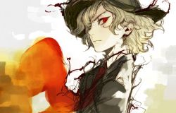 Rule 34 | 1boy, edmond dantes (fate), edmond dantes (first ascension) (fate), fate/grand order, fate (series), fedora, formal, hat, looking at viewer, male focus, pako (pakosun), red eyes, silver hair, solo, suit, wavy hair