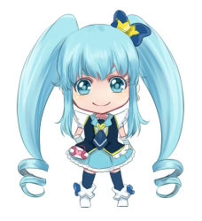 Rule 34 | 10s, 1girl, bad id, bad pixiv id, blouse, blue eyes, blue hair, blue skirt, boots, brooch, chibi, crown, cure princess, hair ornament, happinesscharge precure!, heart, heart brooch, long hair, magical girl, matching hair/eyes, mini crown, precure, sasamaru chimaki, shirayuki hime, shirt, skirt, smile, solo, thighhighs, twintails, vest, wrist cuffs