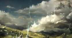 Rule 34 | bad source, castle, cloud, commentary, gewitter8, light, no humans, original, outdoors, scenery, sky