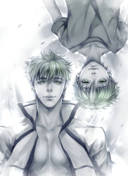 Rule 34 | 10s, 2boys, afloat, age difference, aged down, child, dkaki, dual persona, floating, free!, green eyes, green hair, multiple boys, muted color, tachibana makoto, upside-down, water