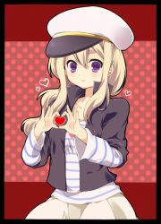 Rule 34 | 1girl, bad id, bad pixiv id, blonde hair, hat, heart, heart hands, k-on!, kotobuki tsumugi, listen!!, long hair, mayachi (amuriya), purple eyes, rate (pixiv), sailor hat, solo
