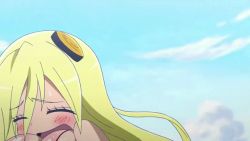 Rule 34 | 1girl, animated, animated gif, bikini, blonde hair, blush, bouncing breasts, breasts squeezed together, breasts, covered erect nipples, closed eyes, fuji-san, huge breasts, long hair, mermaid, monster girl, namiuchigiwa no muromi-san, octopus, open mouth, solo, sweat, swimsuit