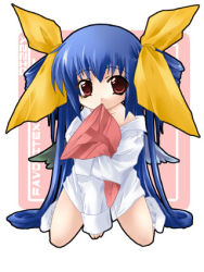 Rule 34 | 1girl, arc system works, asymmetrical wings, blue hair, chibi, chibi only, dizzy (guilty gear), guilty gear, hug, hugging object, lowres, pillow, pillow hug, red eyes, solo, wings
