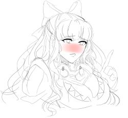 Rule 34 | blush, bow, breasts, charlotte (fire emblem), fire emblem, fire emblem fates, monochrome, nintendo, shy, sketch, tagme