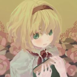 Rule 34 | 1girl, alice margatroid, book, female focus, flower, mow (momom), plant, solo, touhou, upper body