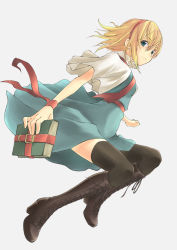 Rule 34 | 1girl, alice margatroid, black thighhighs, blonde hair, blue eyes, book, boots, capelet, chirosuke (nameless), cross-laced footwear, dress, female focus, hairband, headband, high heel boots, high heels, lace-up boots, md5 mismatch, sash, shoes, short hair, solo, thighhighs, touhou