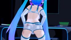 Rule 34 | 1girl, 3d, animated, animated gif, ass, ass shake, back, dancing, elbow gloves, from behind, gloves, green hair, gs-mantis, hatsune miku, long hair, shiny skin, short shorts, shorts, solo, thighhighs, twintails, vocaloid
