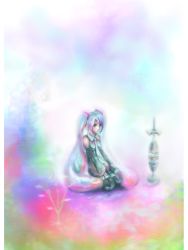 Rule 34 | 1girl, bad id, bad pixiv id, colorful, detached sleeves, hatsune miku, highres, long hair, necktie, occult soda, pale color, solo, twintails, vocaloid