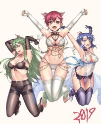 Rule 34 | 3girls, amiba (nerdamiba), animal ears, artoria pendragon (lancer alter) (fate), artoria pendragon (lancer alter) (royal icing) (fate), blue eyes, blue hair, blush, bra, breasts, cat ears, catria (fire emblem), embarrassed, est (fire emblem), fate/grand order, fate (series), fingerless gloves, fire emblem, fire emblem: mystery of the emblem, fire emblem heroes, gloves, green eyes, green hair, headband, highres, lingerie, long hair, looking at viewer, multiple girls, nintendo, open mouth, palla (fire emblem), panties, pantyhose, pegasus knight uniform (fire emblem), red hair, short hair, siblings, sisters, smile, thighhighs, underwear