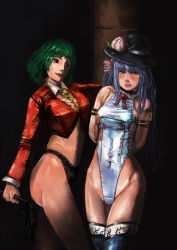 Rule 34 | 2girls, adapted costume, alternate costume, amibazh, armband, arms behind back, ass, bdsm, black panties, blue hair, blue thighhighs, blush, breasts, check commentary, choker, cleavage, commentary request, crop top, dark, detached collar, femdom, food, frilled choker, frills, fruit, green hair, hand in another&#039;s hair, hat, highleg, highleg panties, hinanawi tenshi, hip focus, kazami yuuka, lips, lipstick, long sleeves, makeup, masochism, medium breasts, multiple girls, navel, necktie, nose, one-piece swimsuit, open mouth, panties, peach, pillar, plaid, plaid shirt, red eyes, red lips, shirt, short hair, single tear, smile, stomach, swimsuit, taut clothes, taut swimsuit, tearing up, thighhighs, thighs, touhou, underwear, wavy hair, whip, white one-piece swimsuit, yellow necktie