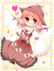 Rule 34 | 1girl, bad id, bad pixiv id, fang, female focus, frilled sleeves, frills, hat, heart, ichimonme (ichi), musical note, mystia lorelei, short hair, solo, touhou, wide sleeves, wings