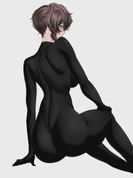 Rule 34 | 1girl, absurdres, amane suzuha, ass, back, blush, bodysuit, breasts, brown hair, green eyes, highres, huge ass, koha (hlrqkqwd 2652), large breasts, solo, tagme