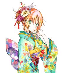 Rule 34 | 10s, 1girl, ansatsu kyoushitsu, ayasemn, green eyes, hayami rinka, japanese clothes, kimono, looking at viewer, orange hair, solo