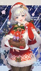 Rule 34 | 1girl, alternate costume, bell, black pantyhose, blue eyes, blush, bow, braid, brother and sister, capelet, christmas, commentary request, dress, earrings, food, fruit, fur-trimmed dress, fur trim, hat, hat ornament, highres, jewelry, jingle bell, kizuna akari, long hair, looking at viewer, merry christmas, open mouth, pantyhose, plate, pom pom (clothes), pom pom earrings, red dress, santa costume, santa hat, shirinda fureiru, siblings, silver hair, snowflakes, solo, sparkle, star (symbol), strawberry, striped clothes, striped pantyhose, twin braids, very long hair, voiceroid, yule log (cake), yuzuki yukari, yuzuki yukari&#039;s younger twin brother